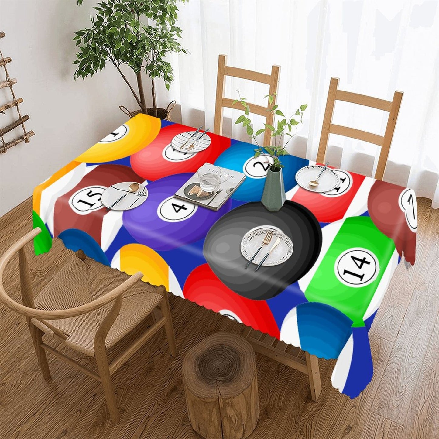 Poolball Rectangular Tablecloth – Billiards-Inspired Table Cover