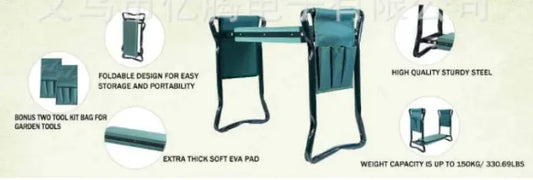 Foldable Garden Kneeler & Bench with Tool Pouch