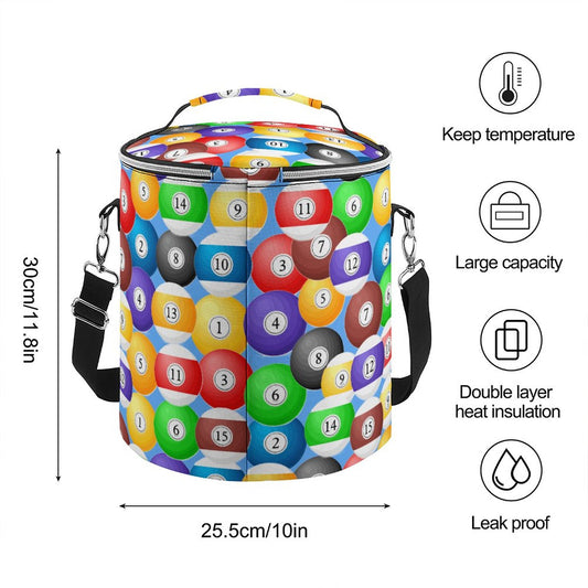 Pool Balls Collection: Round Collapsible Insulated Cooler Bag with Shoulder Strap