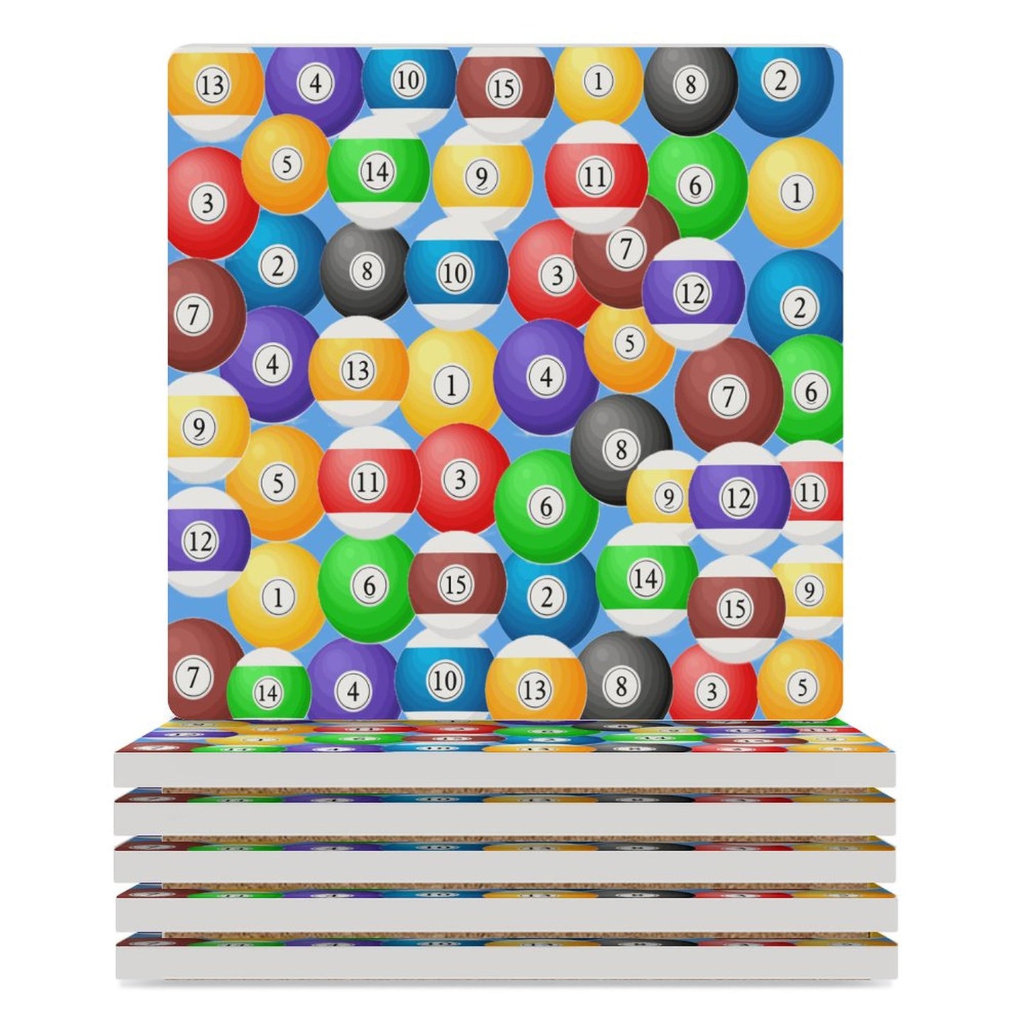 Poolball Square Ceramic Coaster – Cork-Backed Drink Coaster
