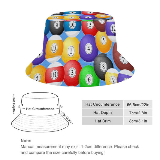 Poolball Adult Bucket Hat – Unisex Billiards Print Sun Hat