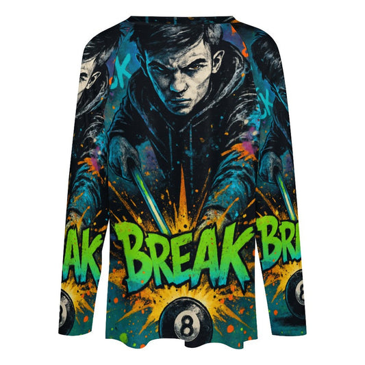 Chalked Up - V-neck Loose Long Sleeve T-shirt