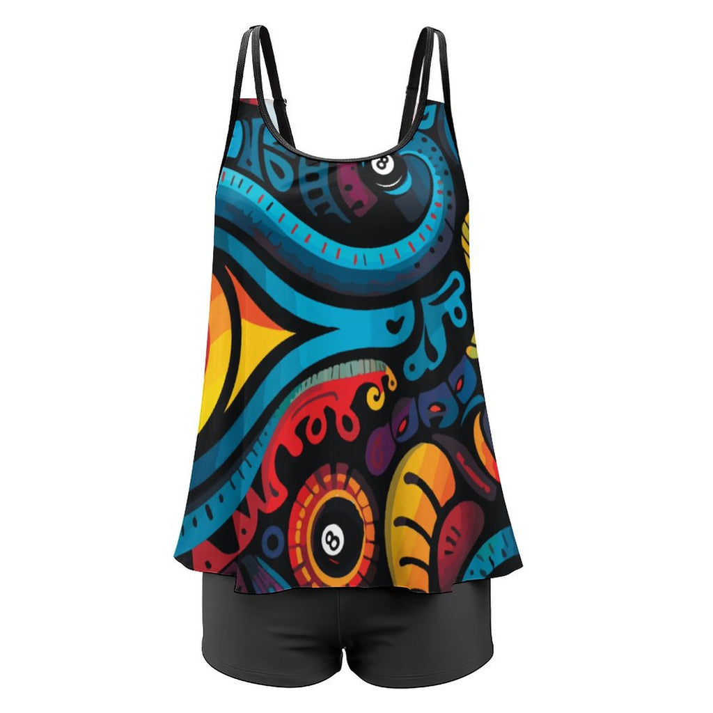 Tankini Two Piece Swimsuit(All-Over Printing on the Top)