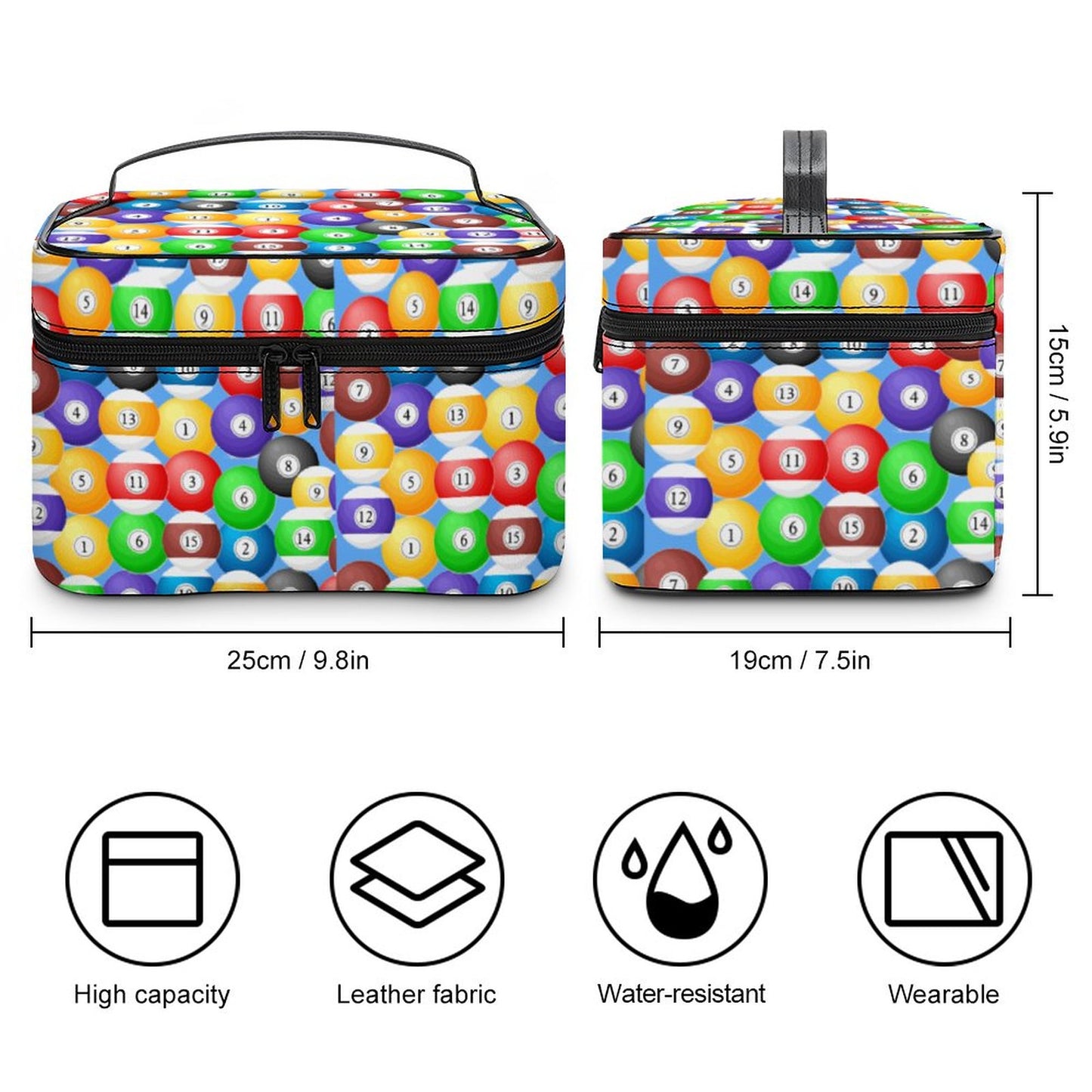 Make-up bag with Pool Ball Pattern
