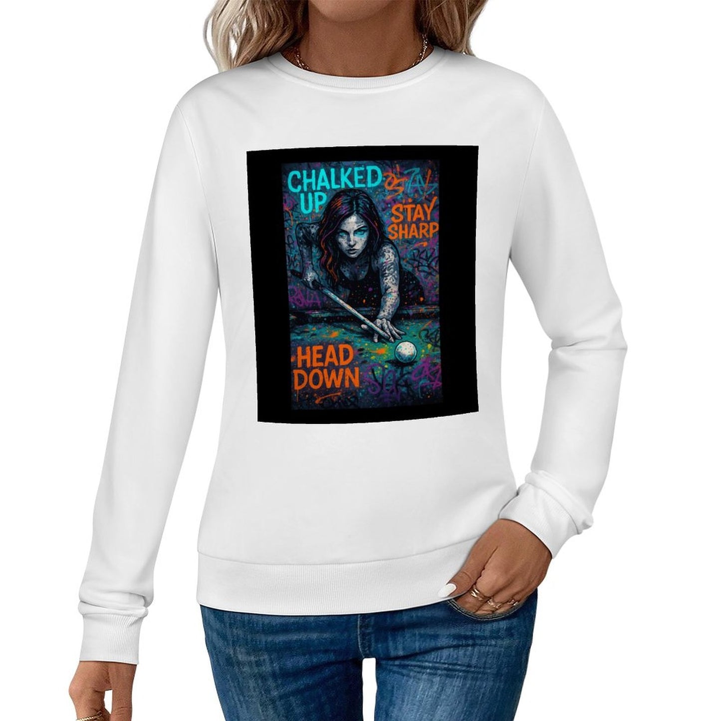 Chalked Up Women’s Printed Cotton Sweatshirt – Front Graphic