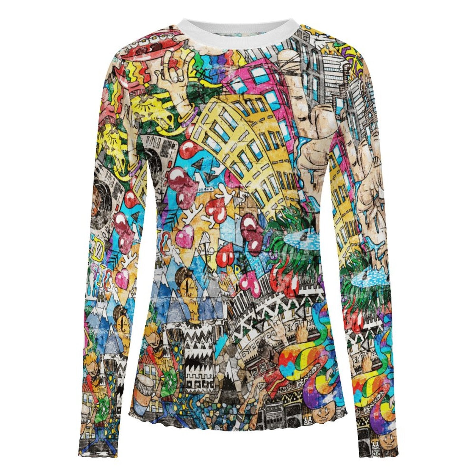 Busy City Long Sleeve Mesh T-Shirt