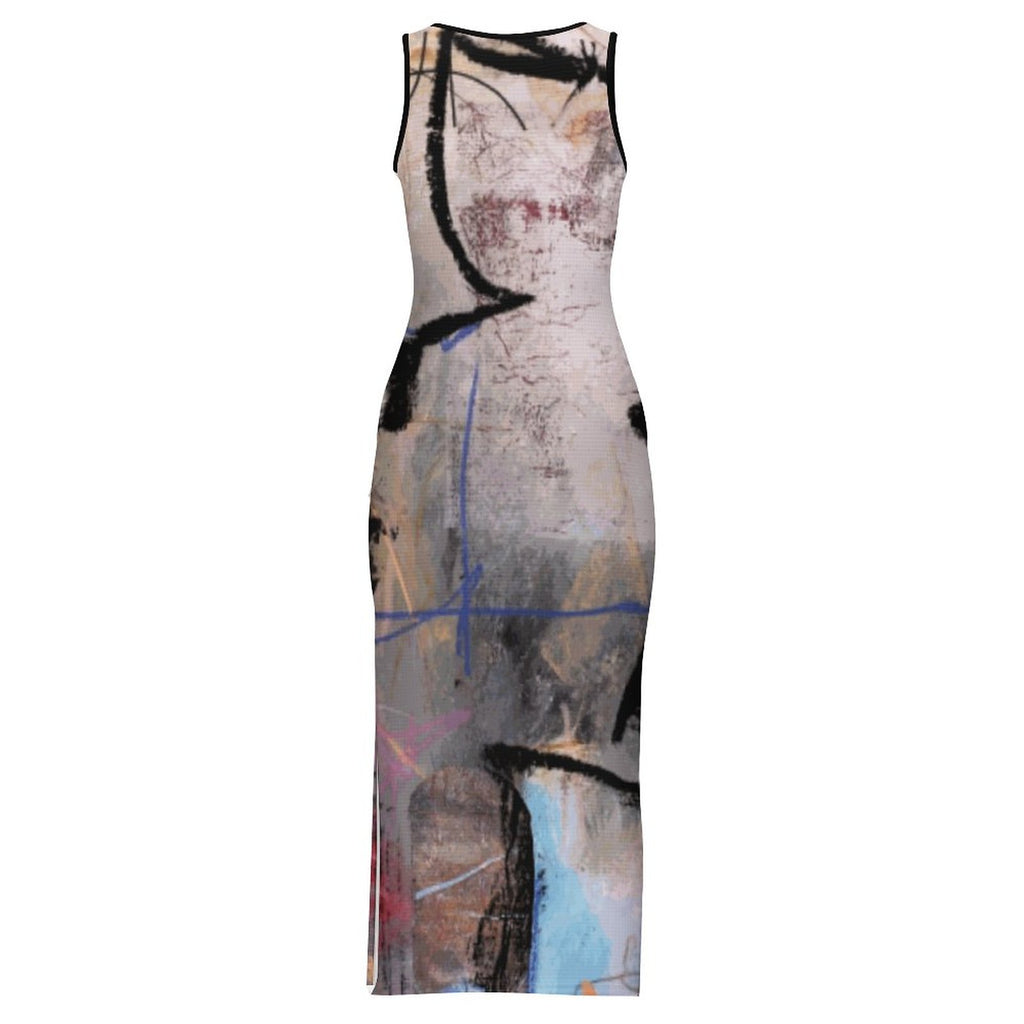 City Collection - Women's Slit Fitted Camisole Cheongsam Dress