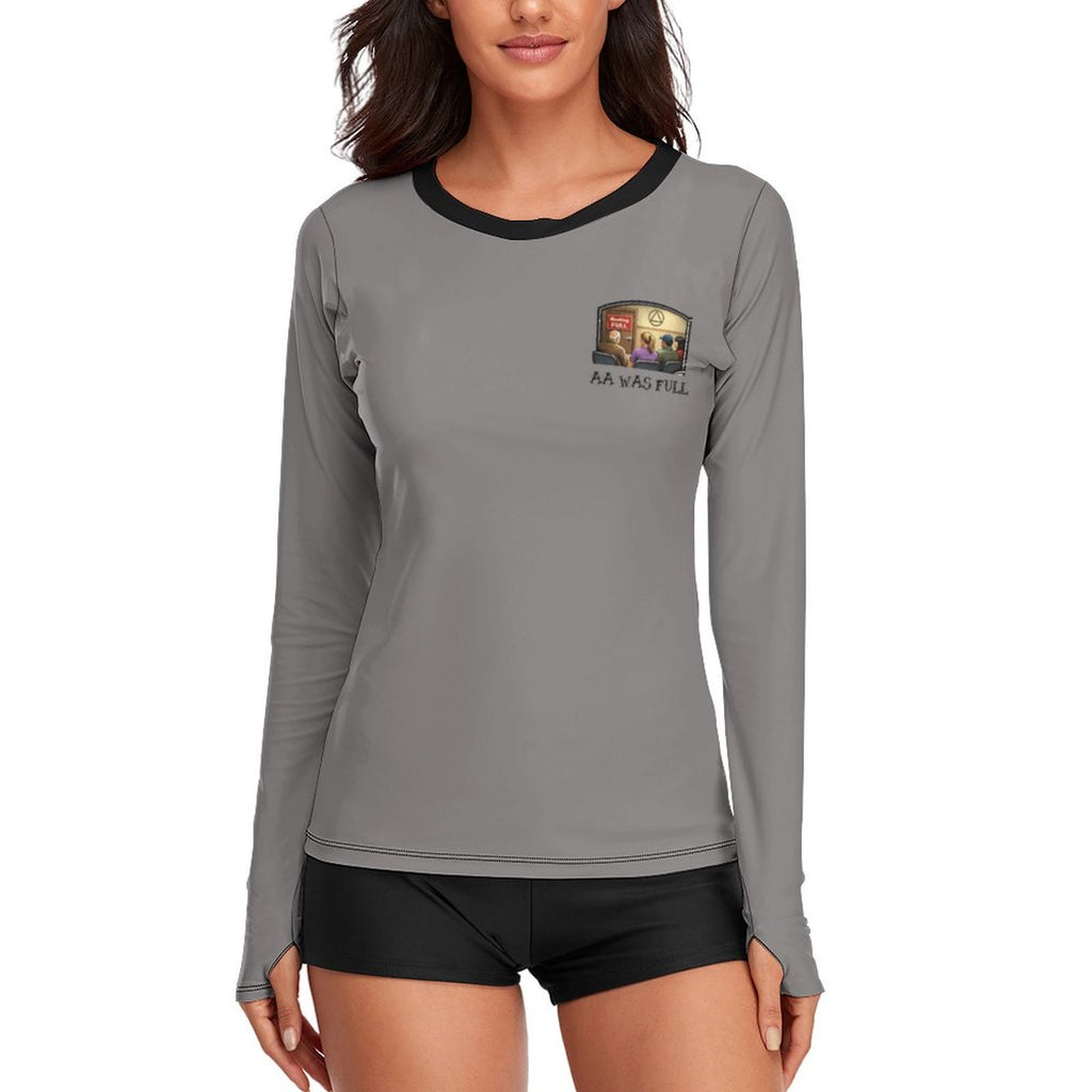 "AA Was Full" Women’s Long Sleeve Sun Protection Performance Shirt – Ice Silk Cooling, UPF 40