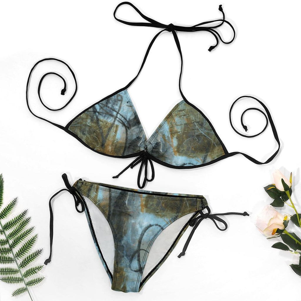 Halter Tie Front Bikini Set(All-Over Printing)