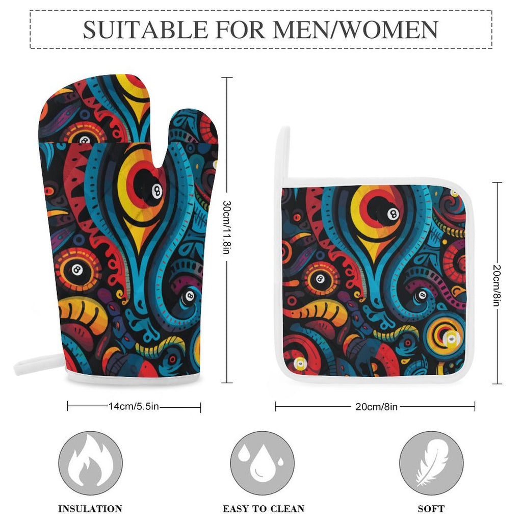Oven Mitts & Pot Holder Set of 3 (Multi-image Splicing)