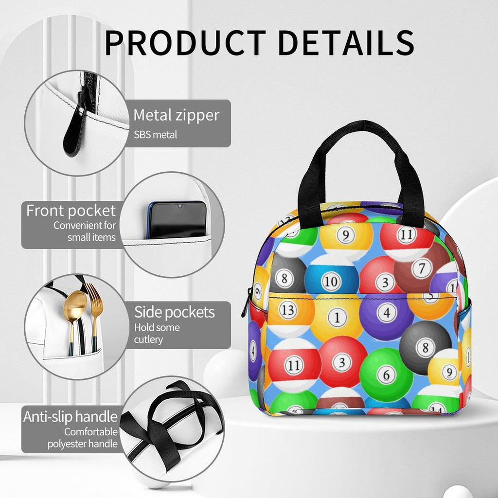 Pool Balls Collection: Large Insulated Lunch Totes for Adults