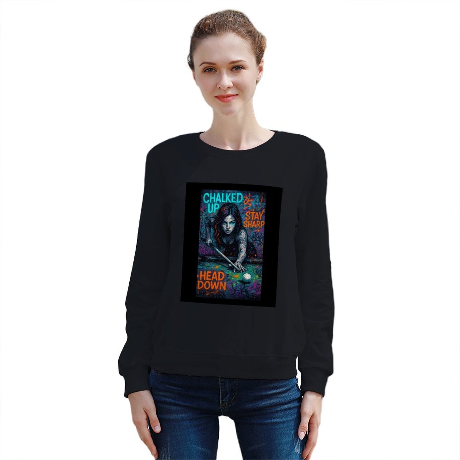 Chalked Up Women’s Printed Cotton Sweatshirt – Front Graphic