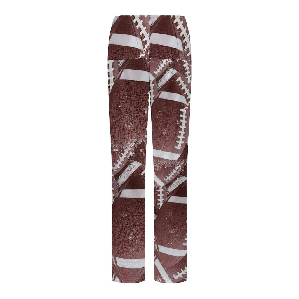 Women’s Straight-Leg Drawstring Football Yoga Pants – Soft Stretch Comfort