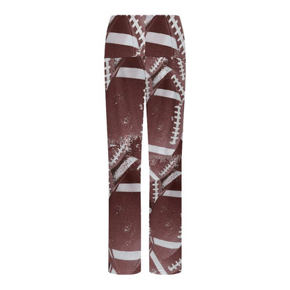 Women’s Straight-Leg Drawstring Football Yoga Pants – Soft Stretch Comfort