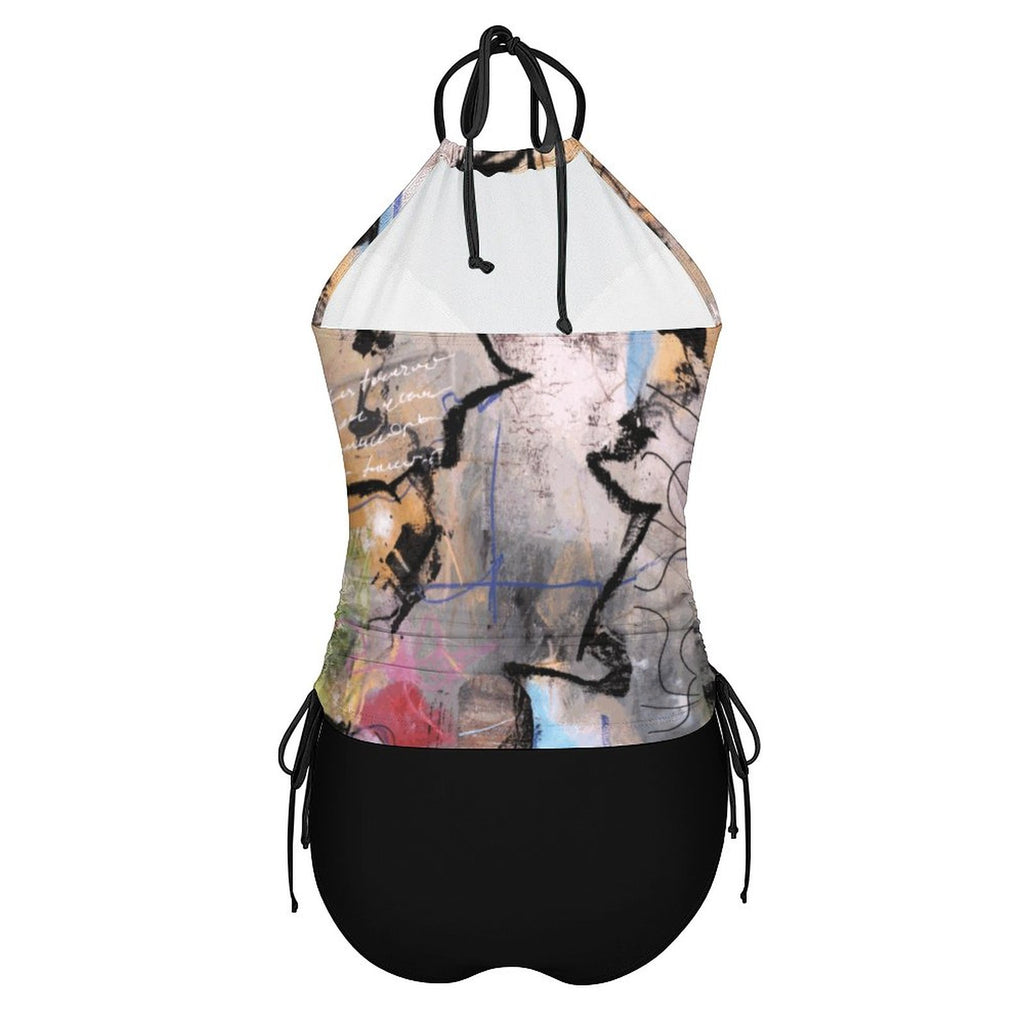 City Collection - 2-Piece Women's High-Neck Halter Tankini Set