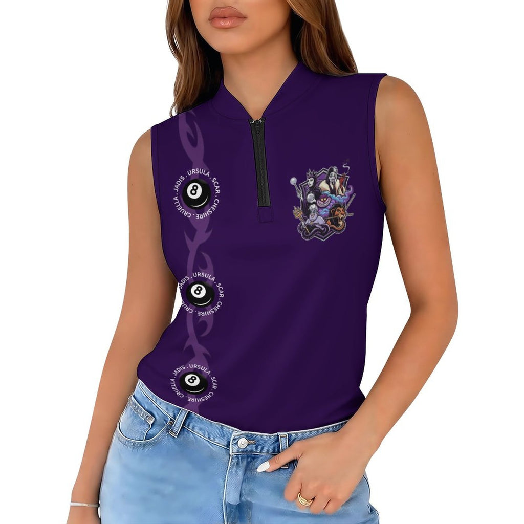 The Villains UPF50+ Women's Sunscreen Golf Tank with zipper