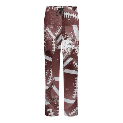 Women’s Straight-Leg Drawstring Football Yoga Pants – Soft Stretch Comfort