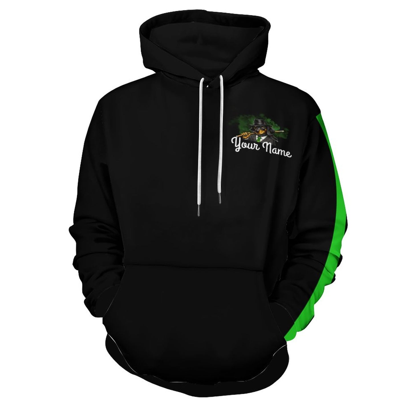 High I-Cue MN  Cool Unisex Hoodie with Double-layer Cap and Green Stripe On Sleeve