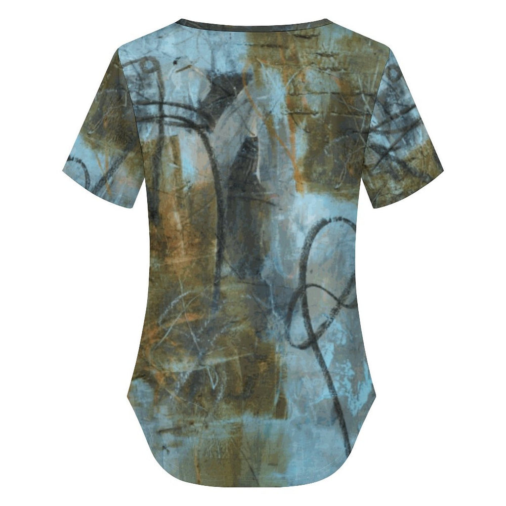 180gsm Women's V Neck Short Sleeve T-Shirt(All-Over Printing)