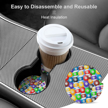 Poolball Wooden Car Coaster – Cup Holder Protector Set