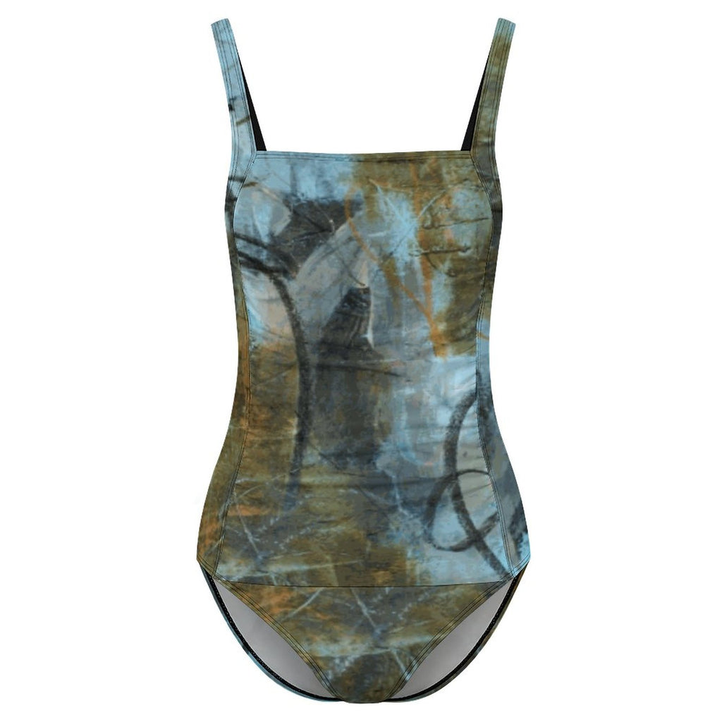195gsm Square Neck One Piece Swimsuit(All-Over Printing)