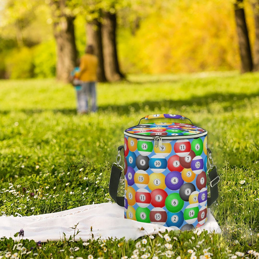 Pool Balls Collection: Round Collapsible Insulated Cooler Bag with Shoulder Strap