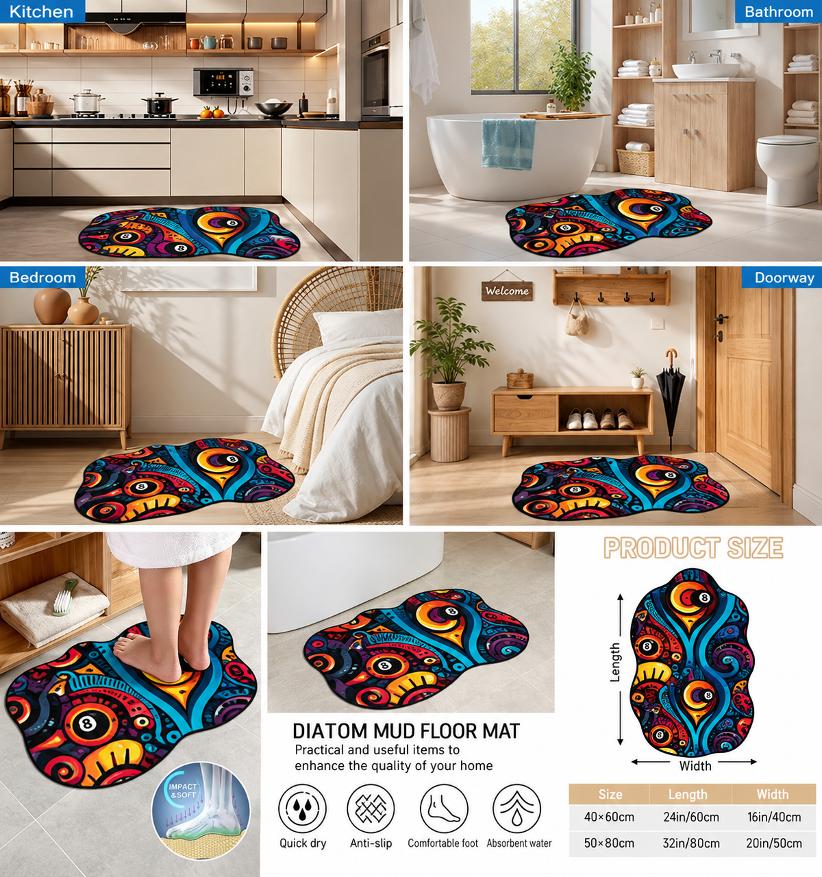 Dead Stroke Irregular Floor Mat