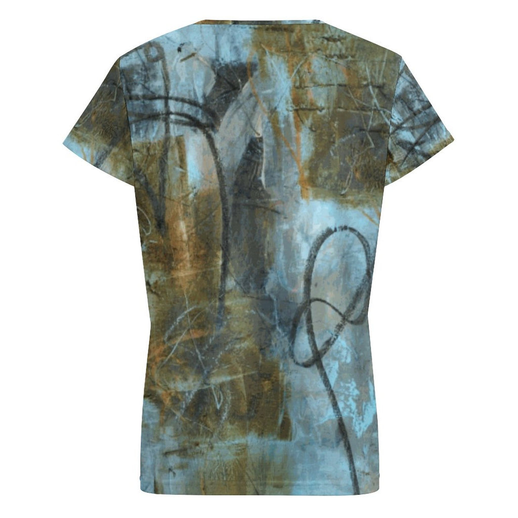 V-neck Short Sleeve T-Shirt(All-Over Printing)