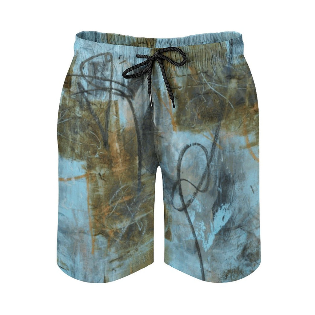 Blue Felt Men's Board Shorts | Premium Billiards-Inspired Swim Shorts