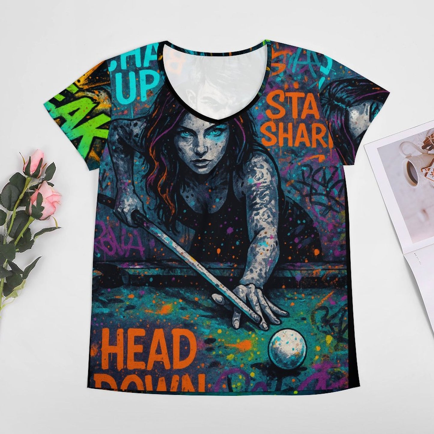 Chalked Up V-neck Short Sleeve T-Shirt