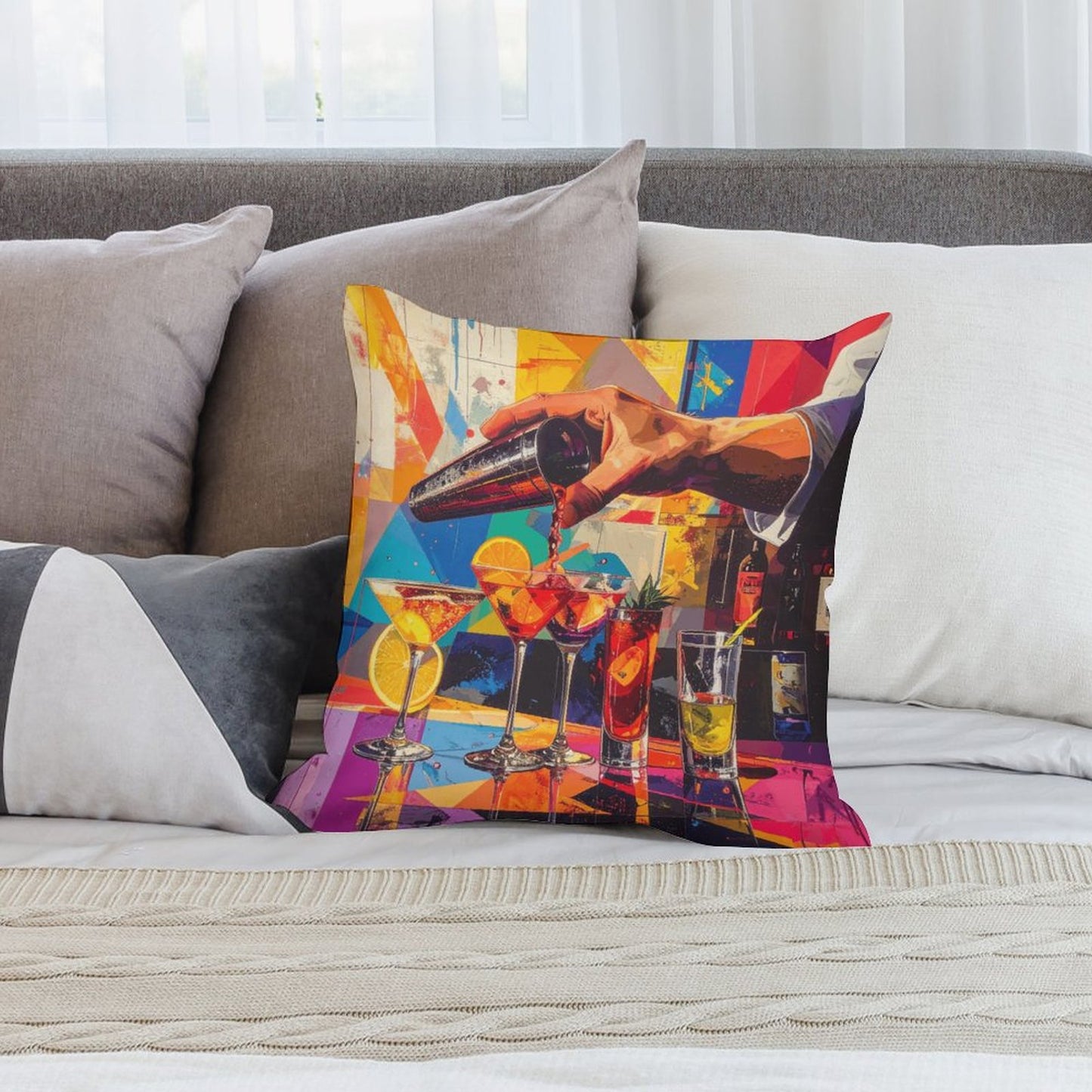 Short Plush Pillow Cover(Dual-sided Printing)