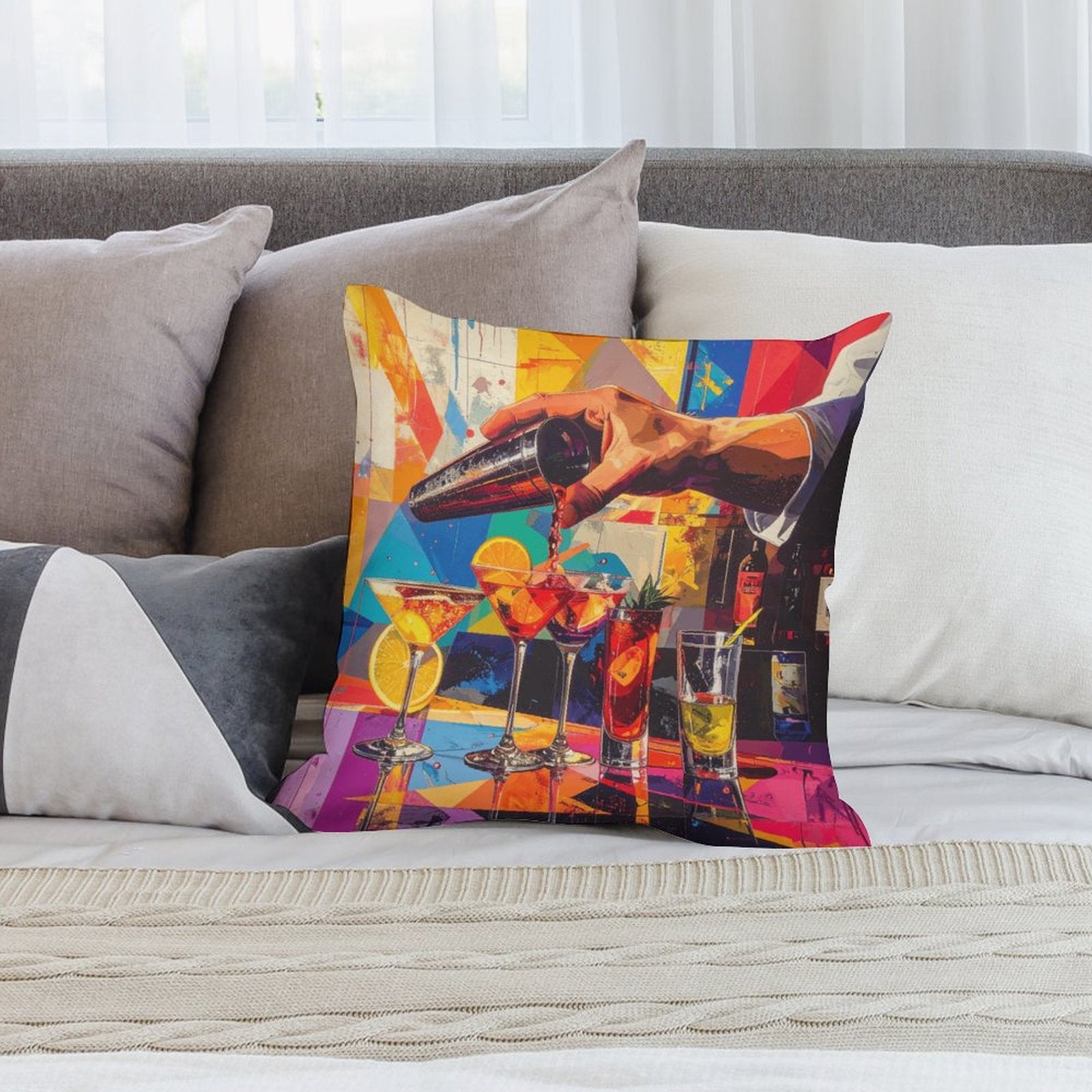 Short Plush Pillow Cover(Dual-sided Printing)
