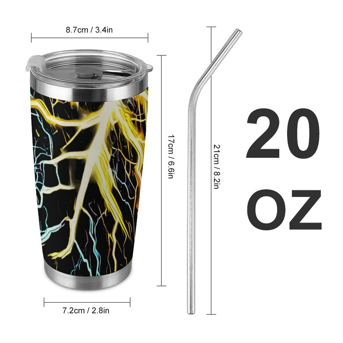 Electrifying 20oz Silver Rim Car Cup
