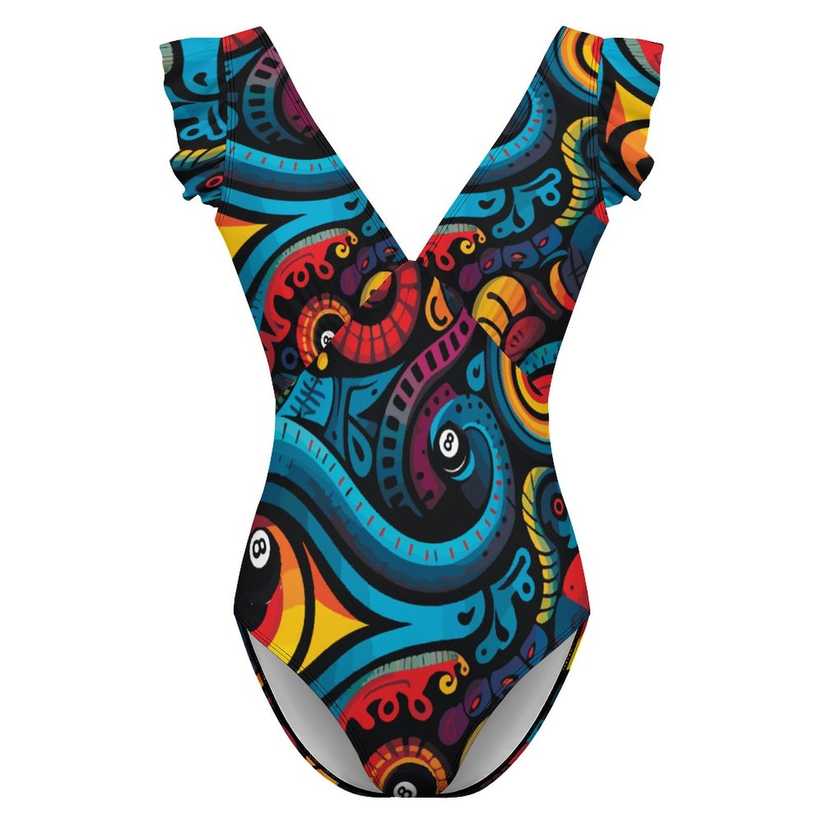 Women's Ruffled Sleeve One Piece Swimsuit(All-Over Printing)
