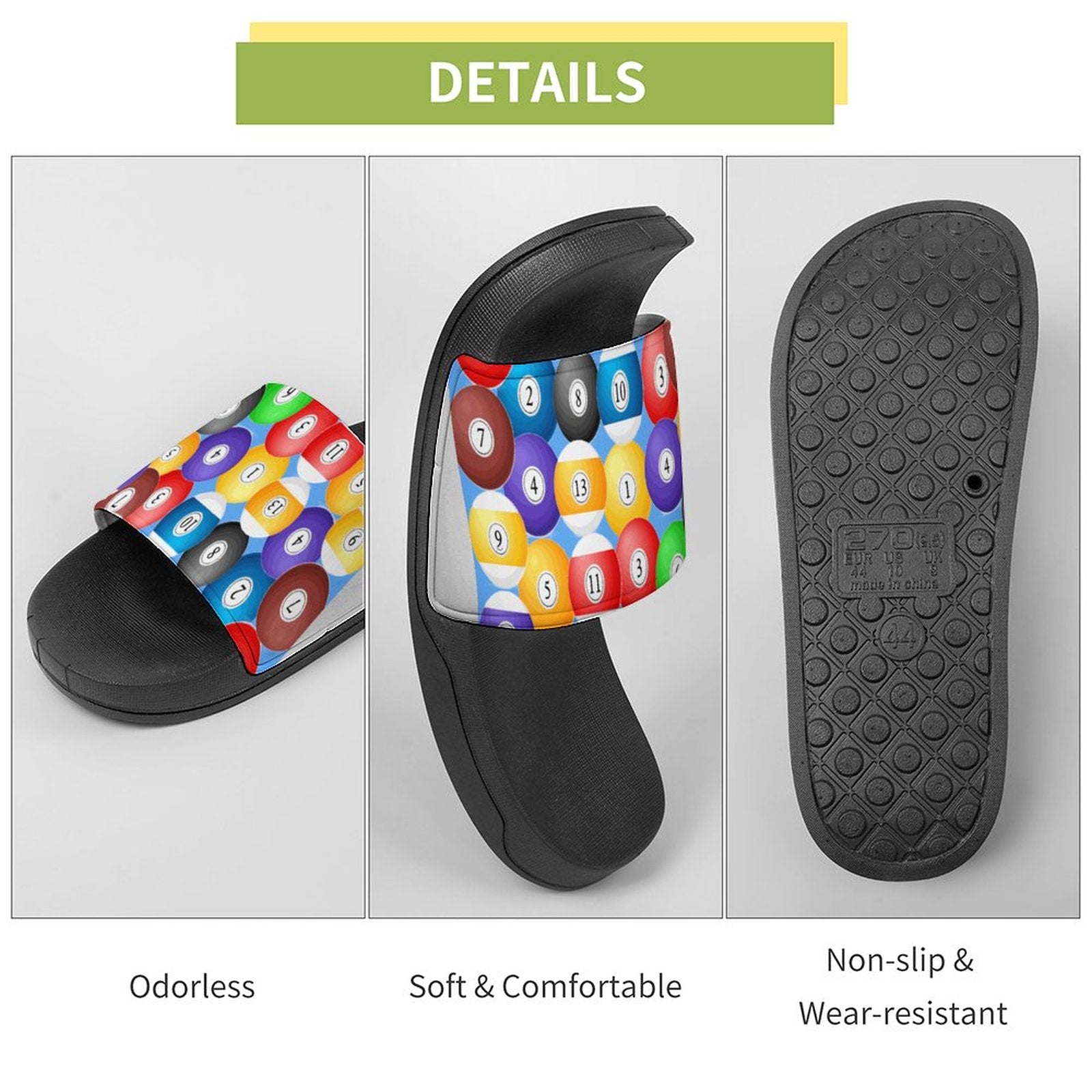 Pool Balls PVC Slide Slippers – Casual Non-Slip Poolside Slides