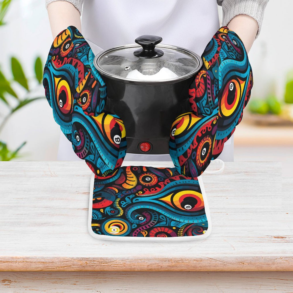 Oven Mitts & Pot Holder Set of 3 (Multi-image Splicing)
