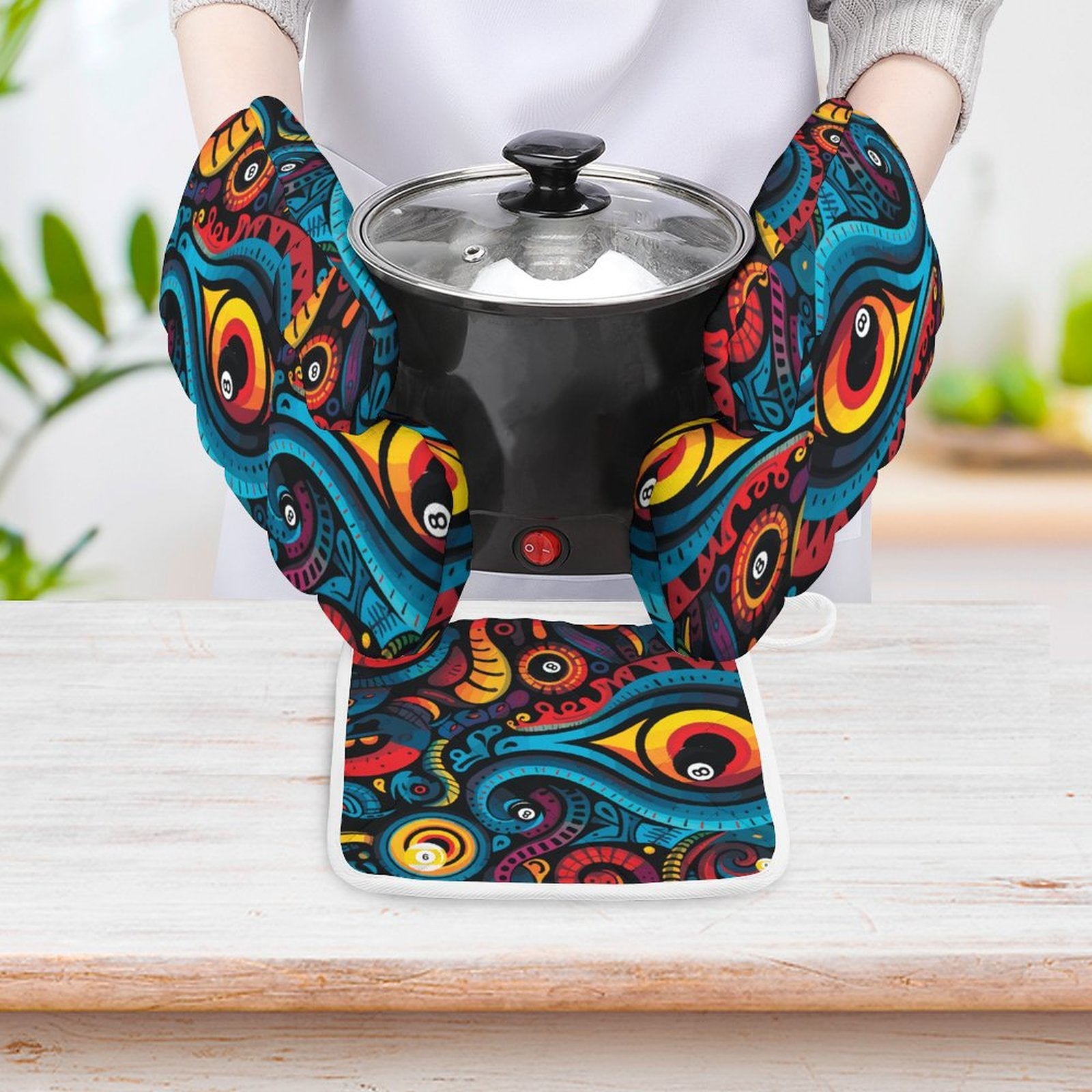 Oven Mitts & Pot Holder Set of 3 (Multi-image Splicing)