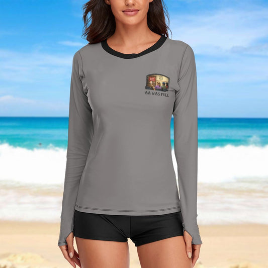"AA Was Full" Women’s Long Sleeve Sun Protection Performance Shirt – Ice Silk Cooling, UPF 40