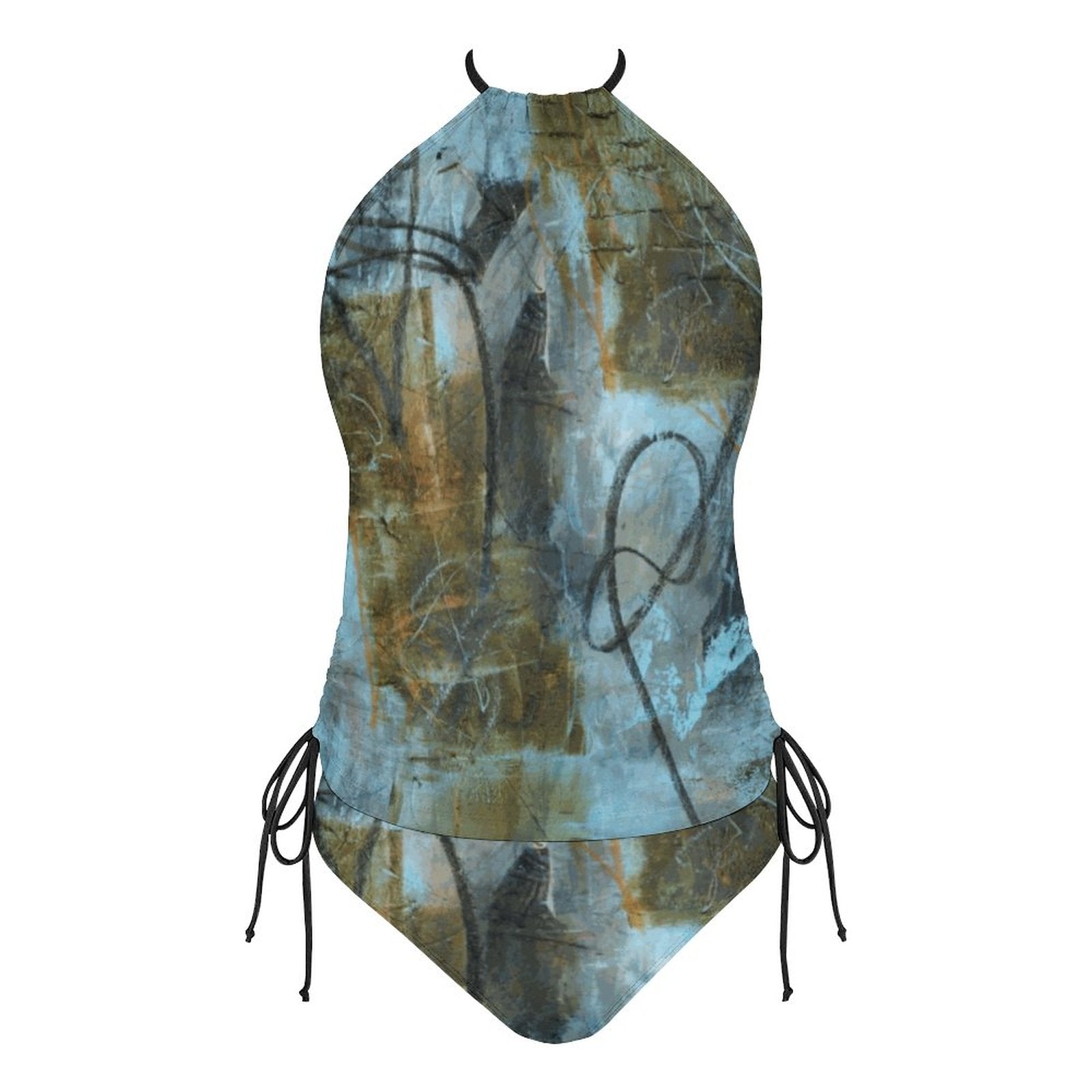 2-Piece Women's Tankini Set with High Neck Halter Top(All-Over Printing)
