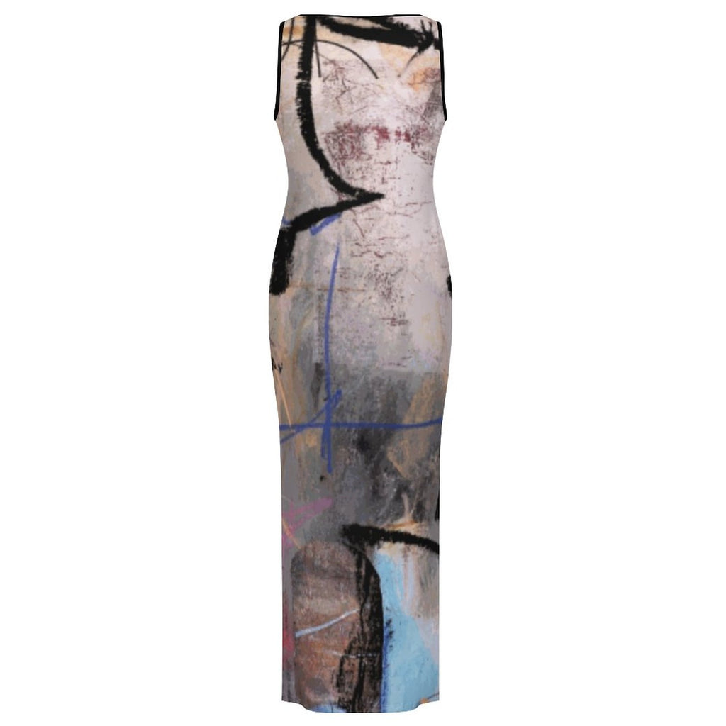 City Collection - Women's Slit Fitted Camisole Cheongsam Dress