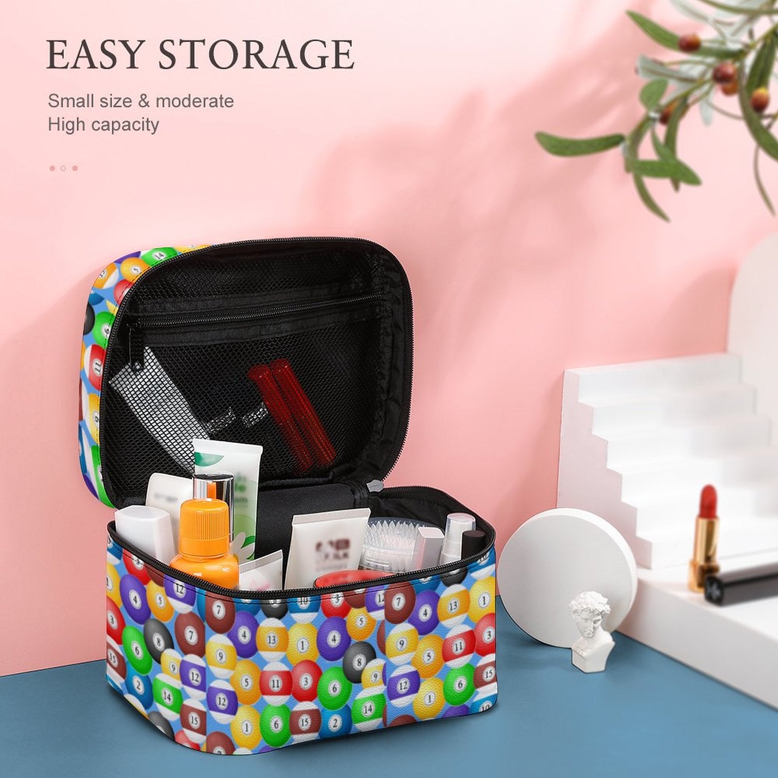 Pool Balls Collection:  Make-up bag with Pool Ball Pattern