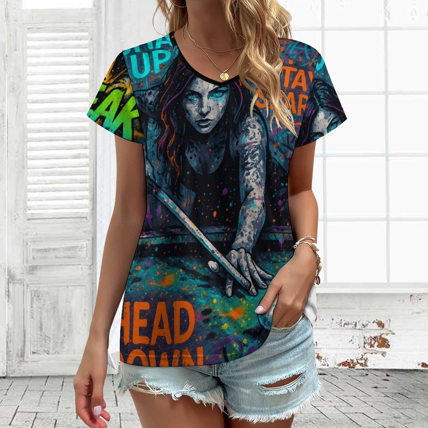 Chalked Up V-neck Short Sleeve T-Shirt