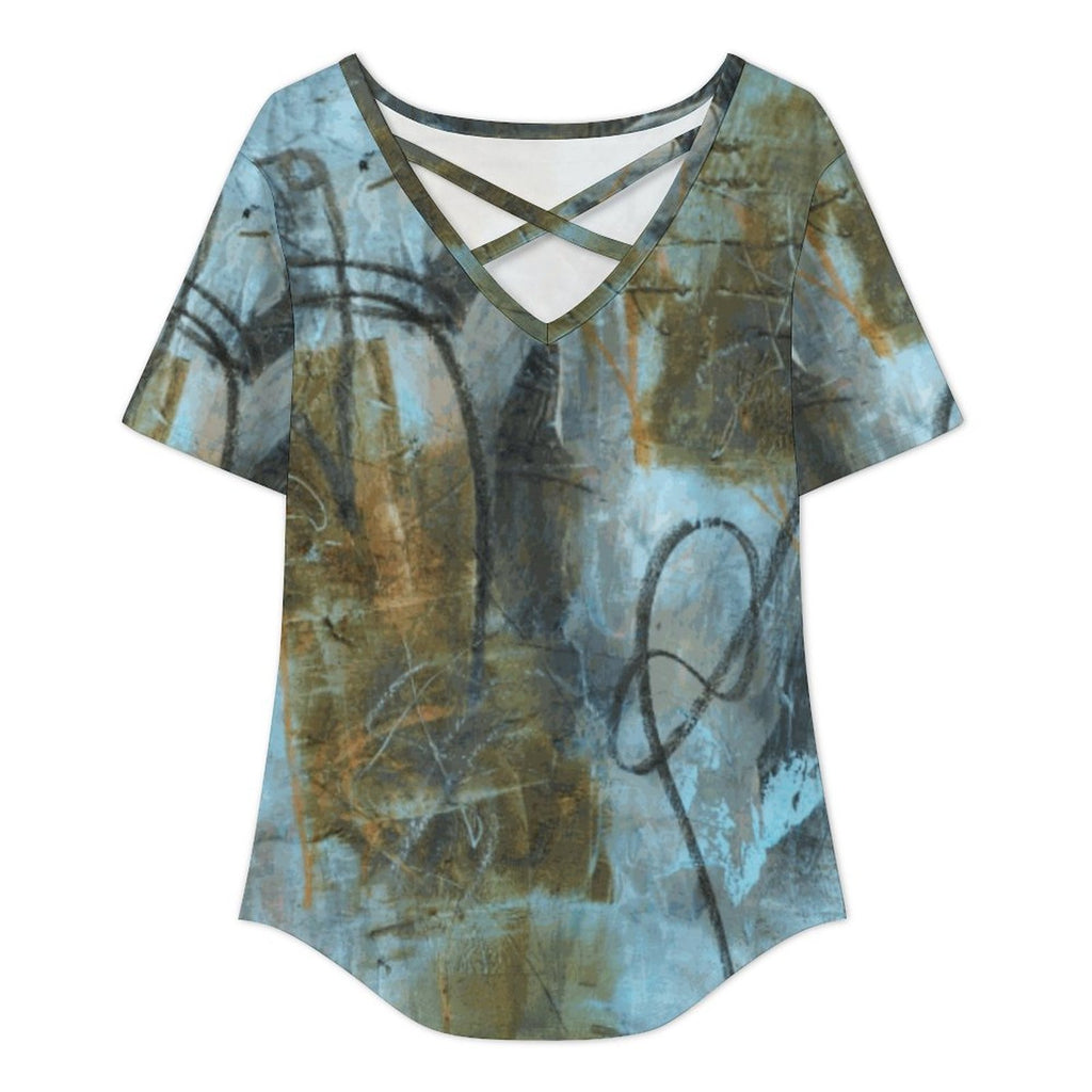 180gsm Women's V Neck Short Sleeve T-Shirt(All-Over Printing)