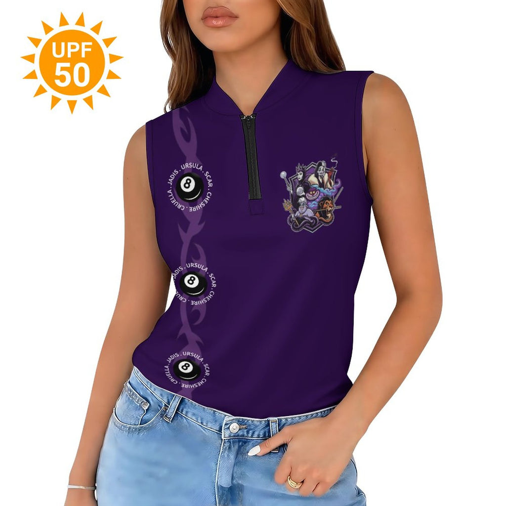 The Villains UPF50+ Women's Sunscreen Golf Tank with zipper