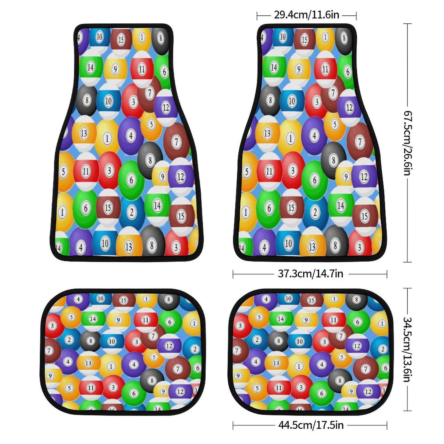 Poolball Car Floor Mat Set (4-Piece) – Anti-Slip Interior Protection Mats (Set of 4)