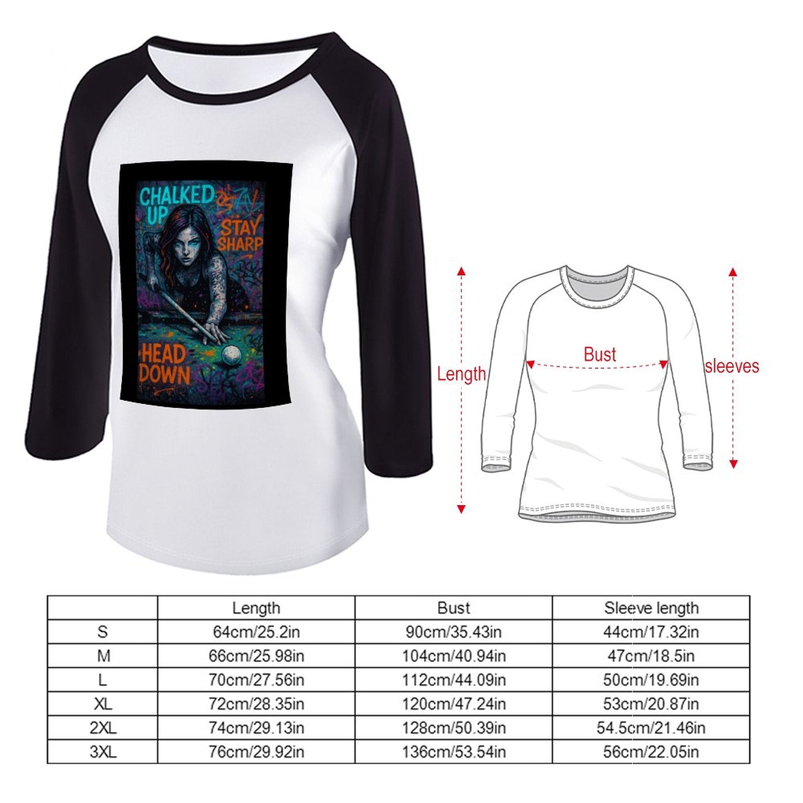 Chalked Up Raglan Women's 3/4 Sleeve T-shirt