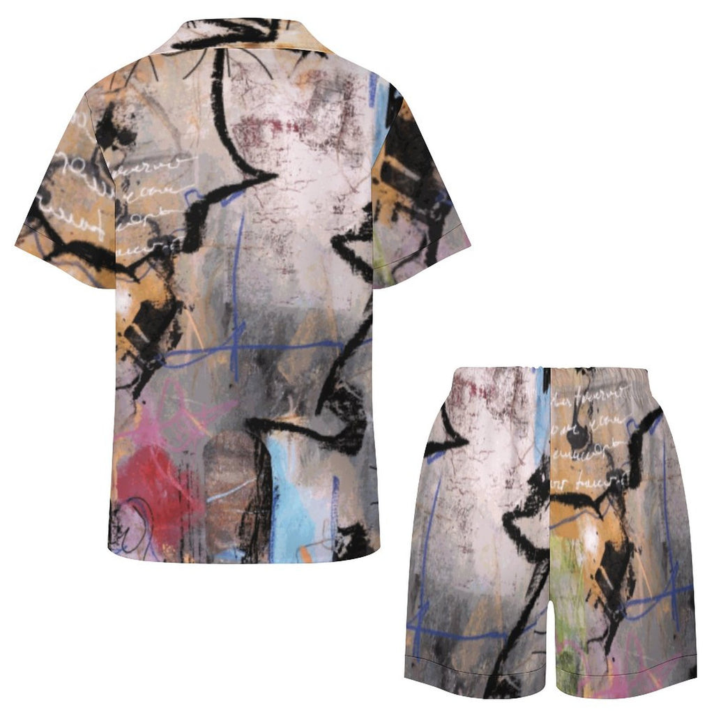 City Collection - Women's Satin Pajama Set (Worn-Effect)