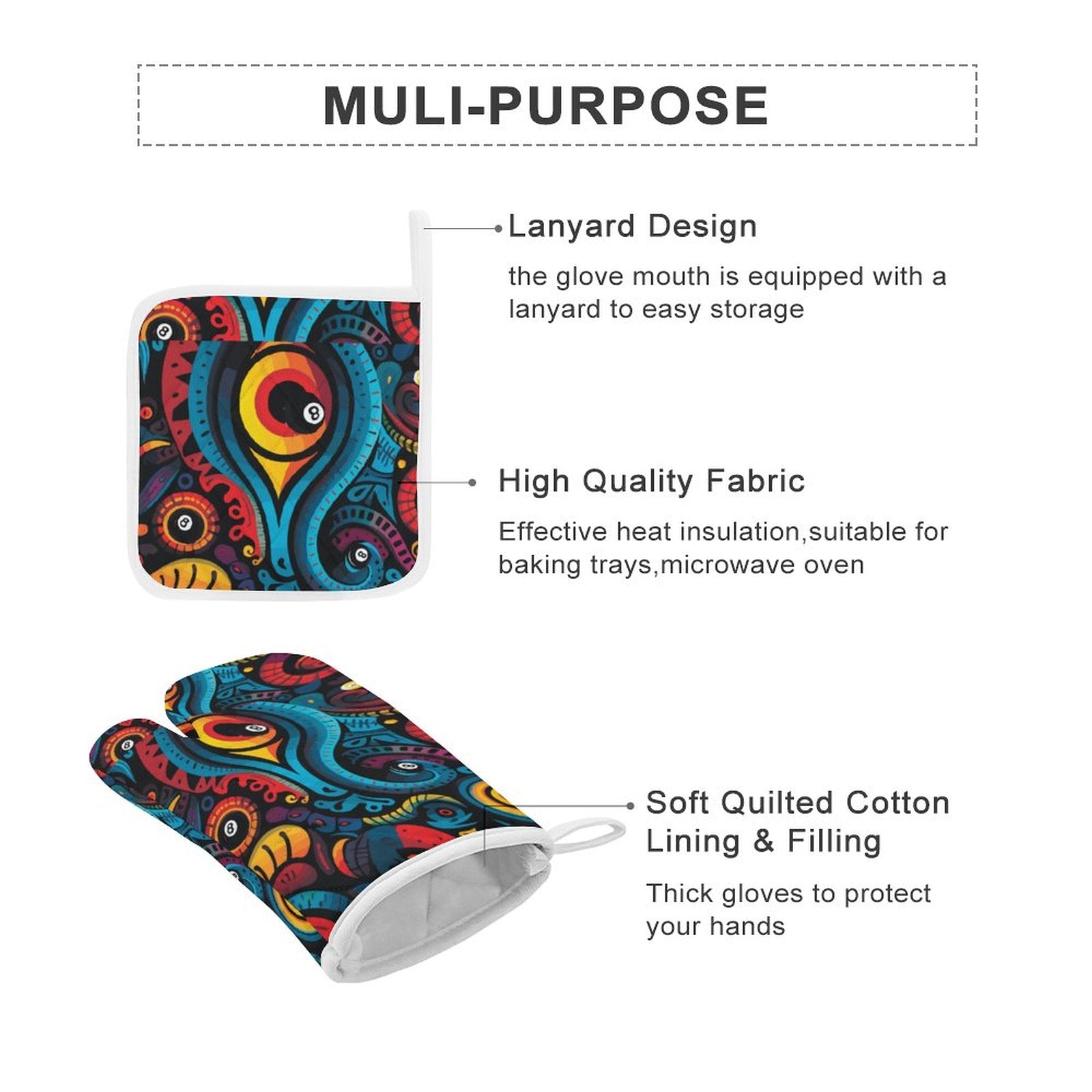 Oven Mitt & Pad Set of 3