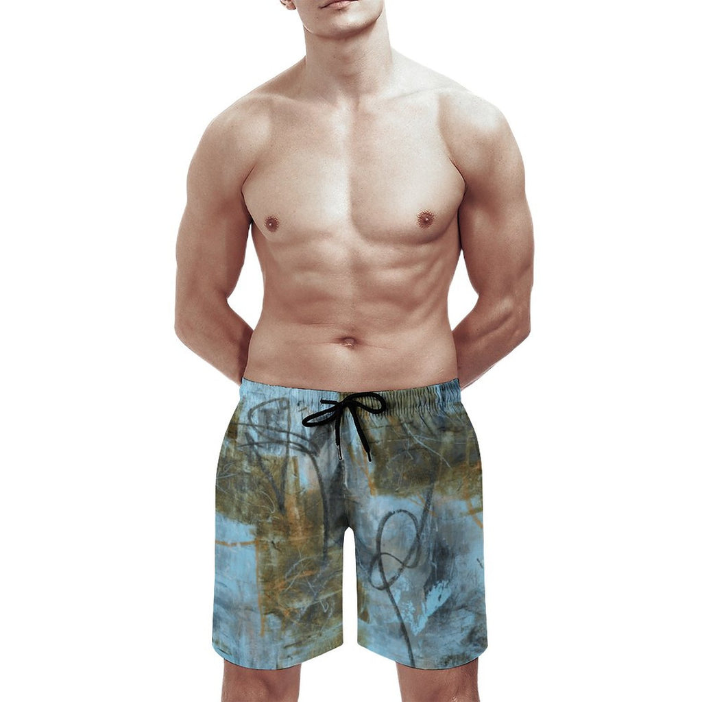 Blue Felt Men's Board Shorts | Premium Billiards-Inspired Swim Shorts