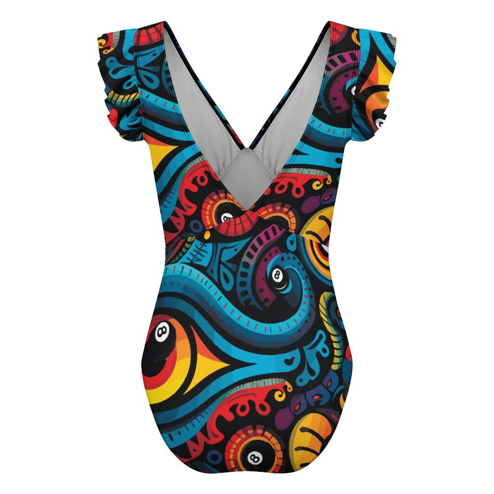 Women's Ruffled Sleeve One Piece Swimsuit(All-Over Printing)